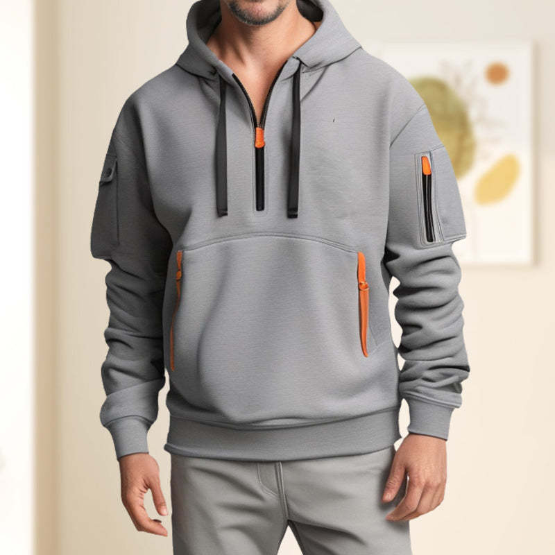 Men's functional hoodie with innovative zipper and practical pockets Lisslune