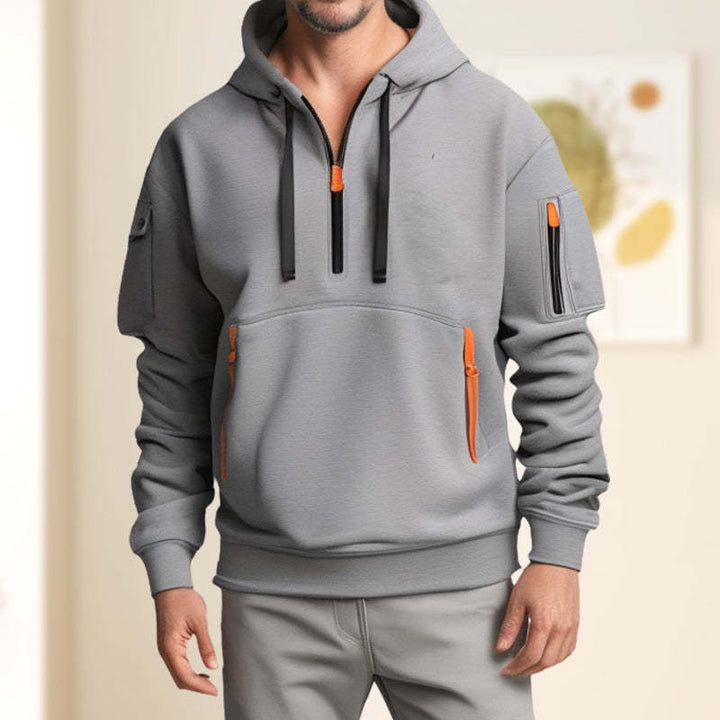 Men's functional hoodie with innovative zipper and practical pockets Lisslune
