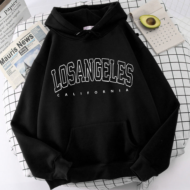 Women's hoodie with modern Los Angeles print and loose fit Lisslune