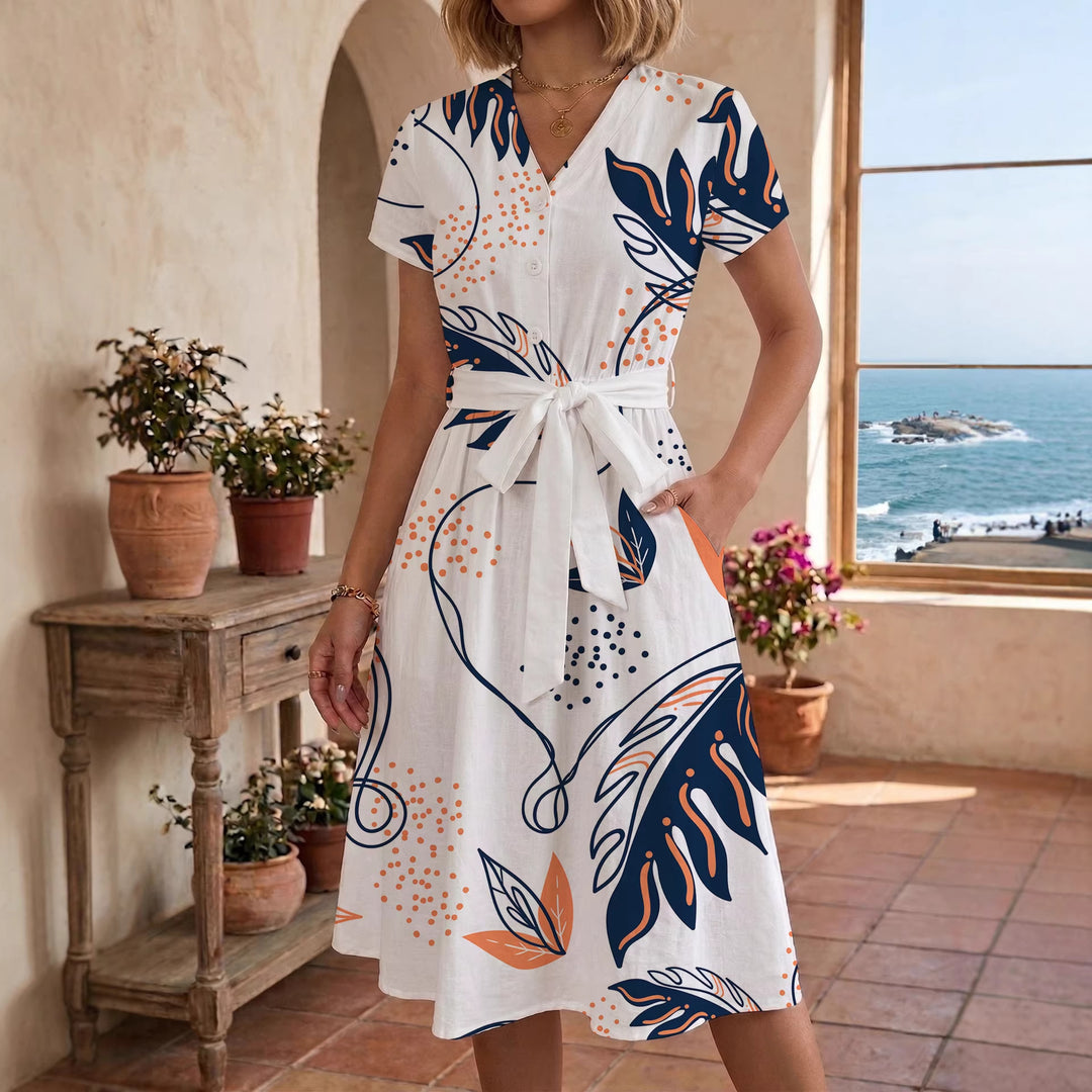 Women's casual dress with modern leopard print and adjustable belt Lisslune