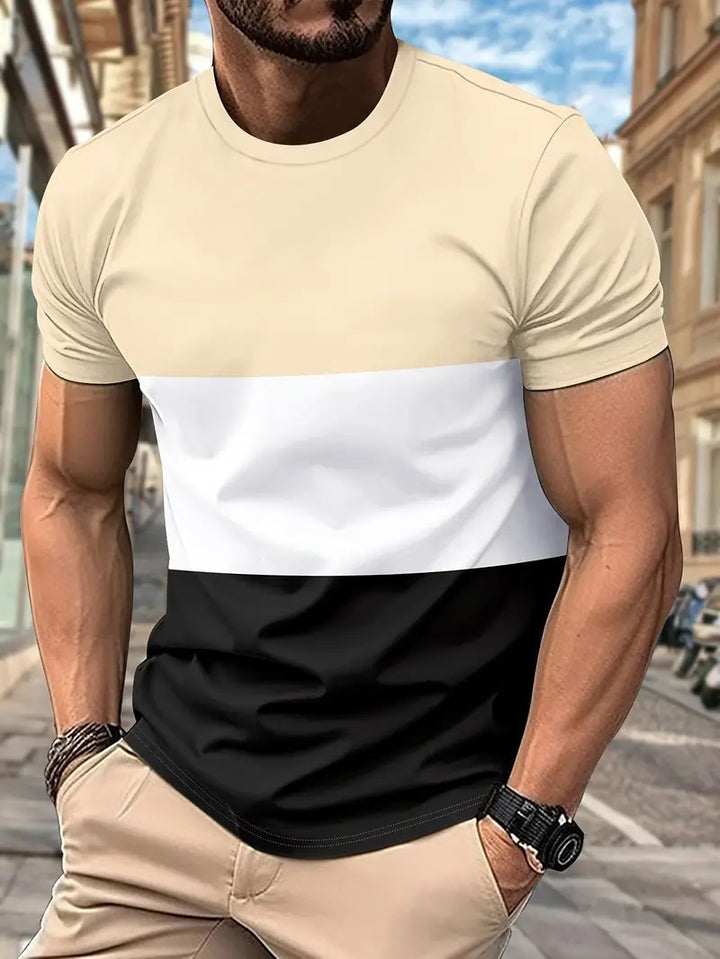Men's T-shirt with modern color block design and round neckline Lisslune
