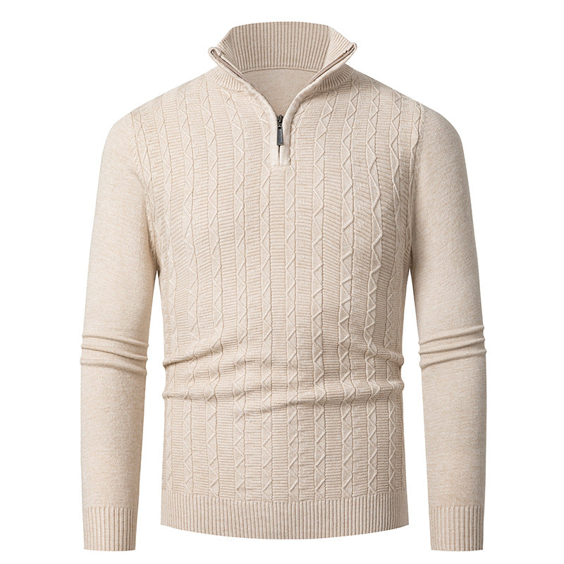 Men's knit sweater with high collar and fine cable design Lisslune