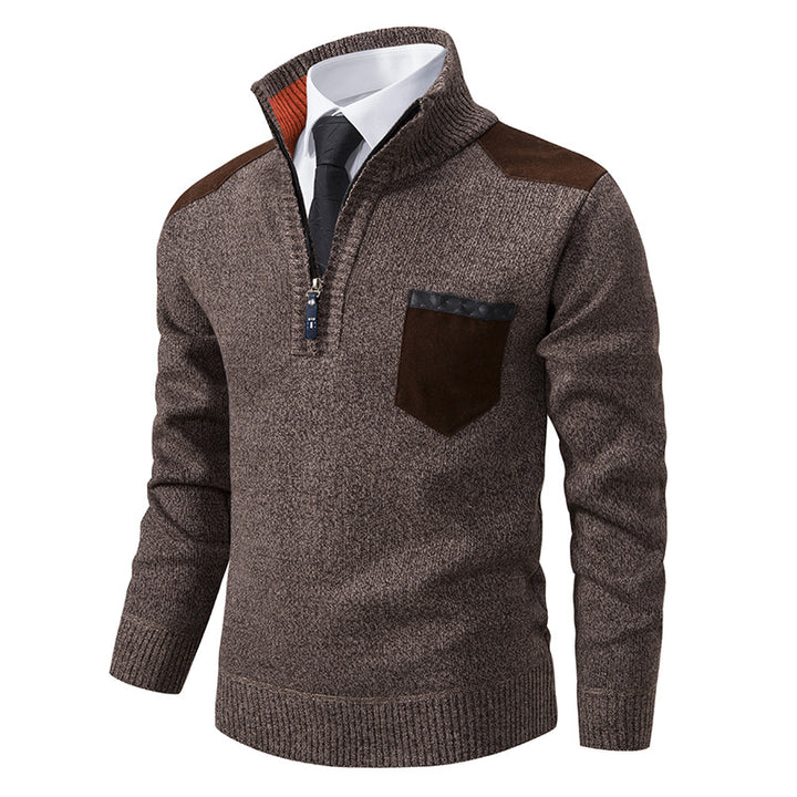 Men's elegant knitted sweater with collar and pockets Lisslune