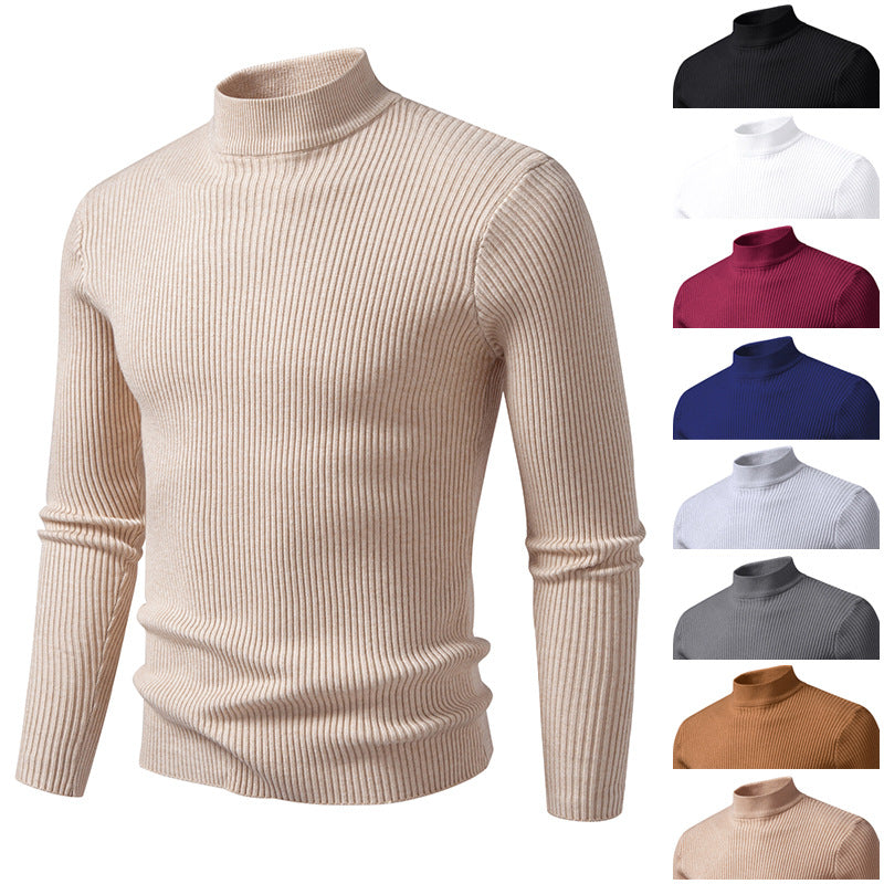 Men's turtleneck sweater made of high-quality stretch wool with ribbed texture Lisslune