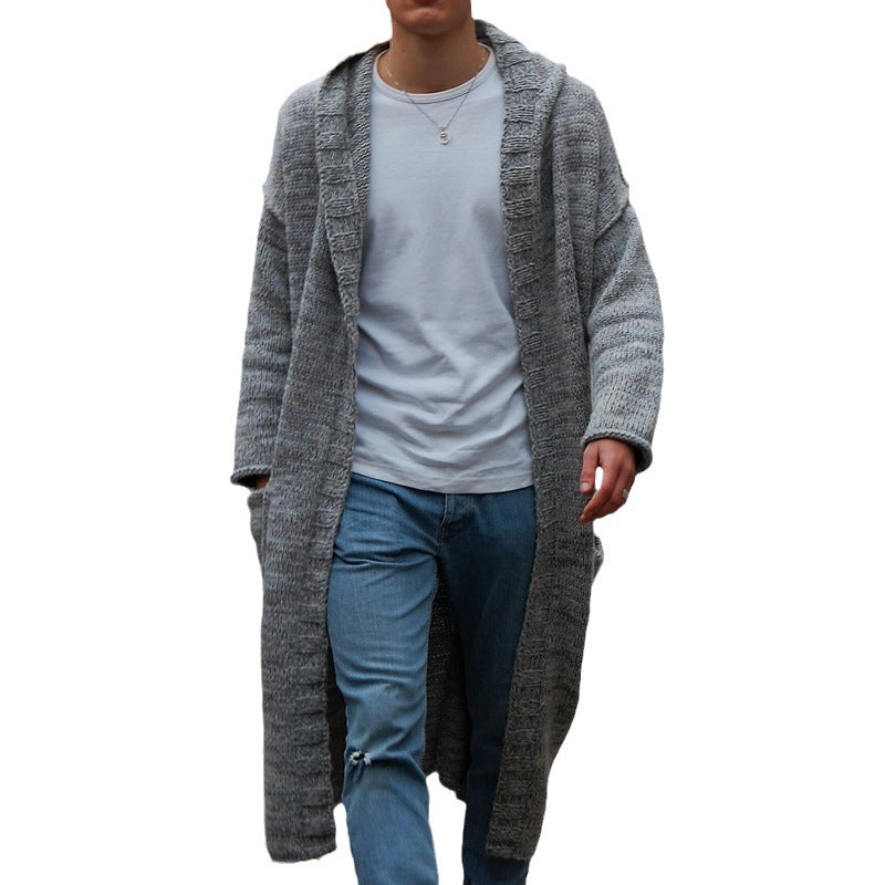 Men's Long Knitted Coat with Modern Design and Casual Details Lisslune