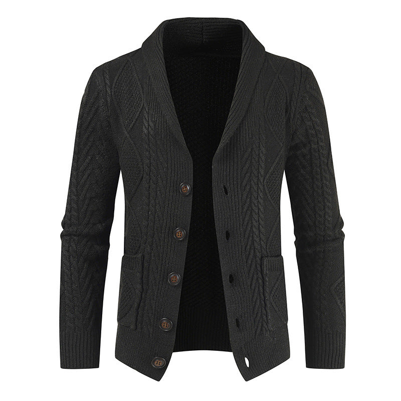 Men's cardigan with modern cable pattern and stylish shawl collar Lisslune