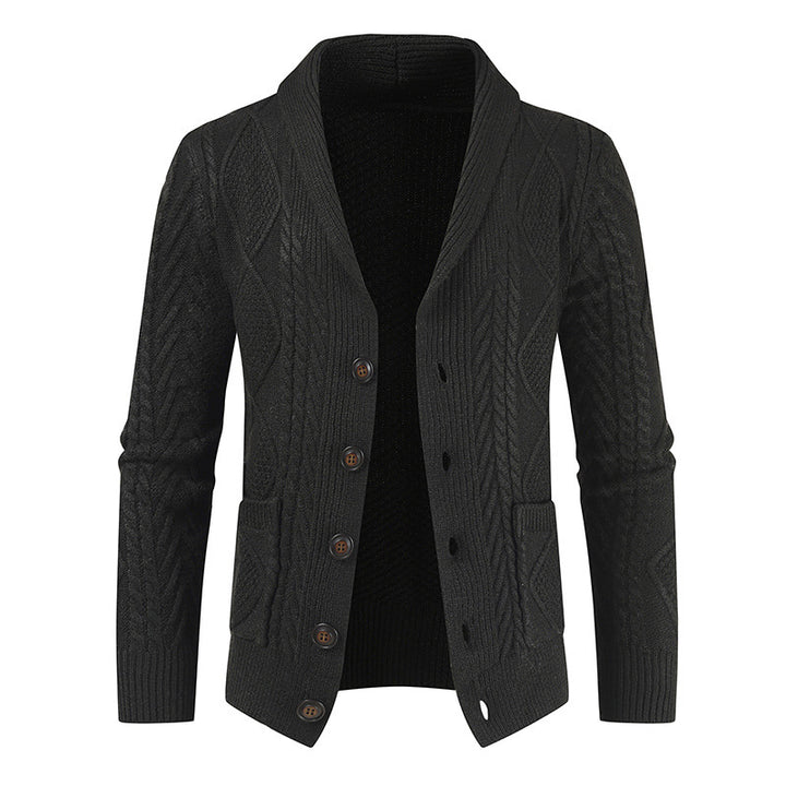 Men's cardigan with modern cable pattern and stylish shawl collar Lisslune