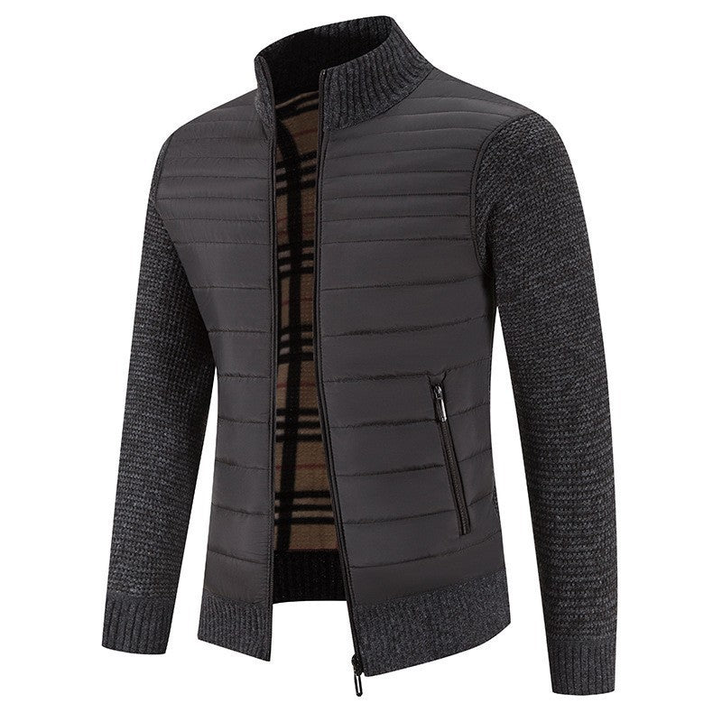Men's quilted jacket with modern knit sleeves and high collar Lisslune
