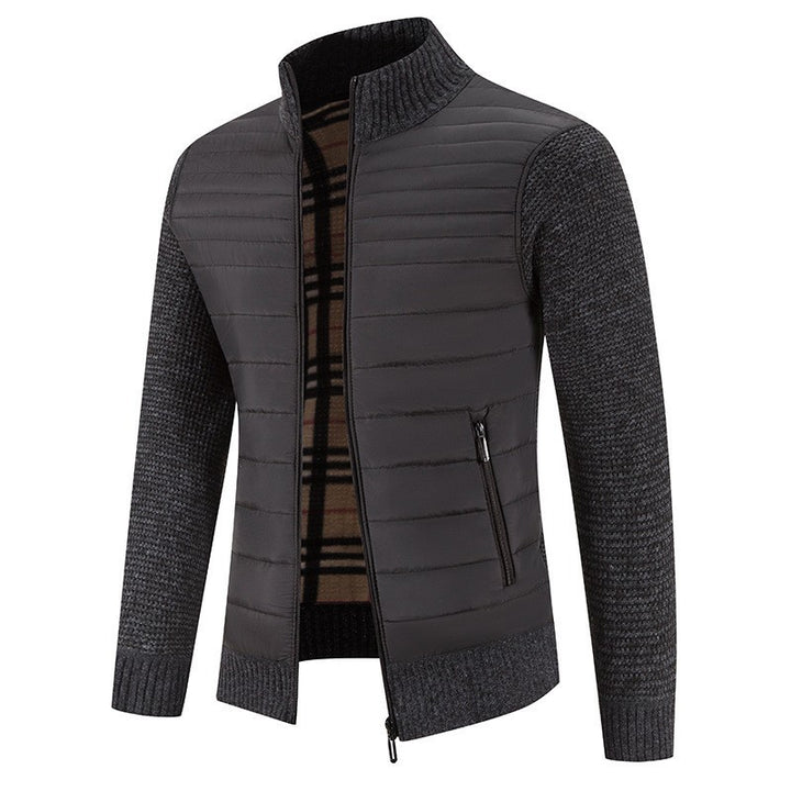 Men's quilted jacket with modern knit sleeves and high collar Lisslune