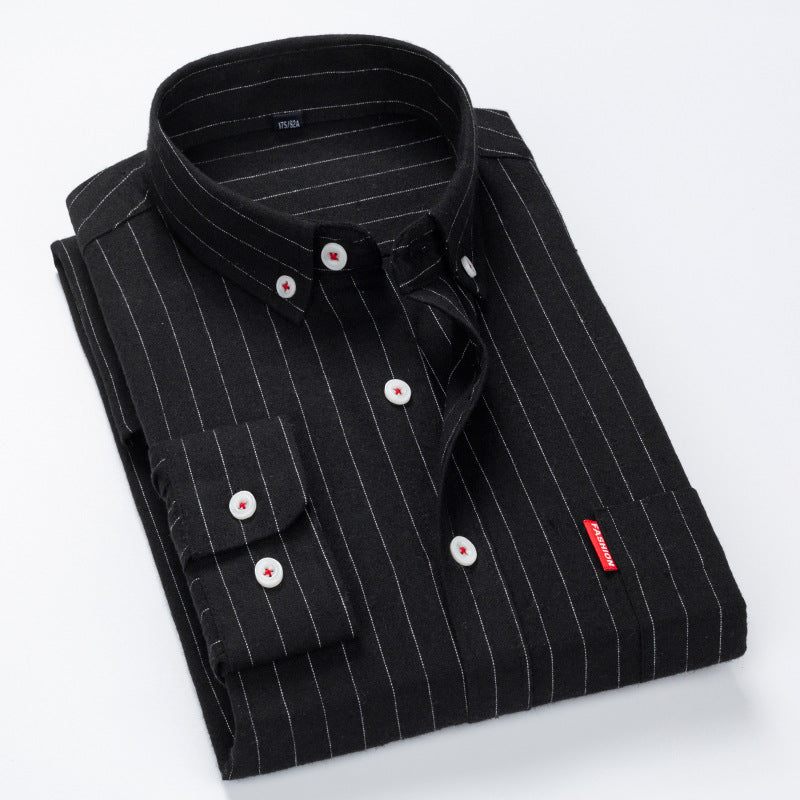 Men's Elegant Long Sleeve Shirt with Finest Striped Pattern Lisslune