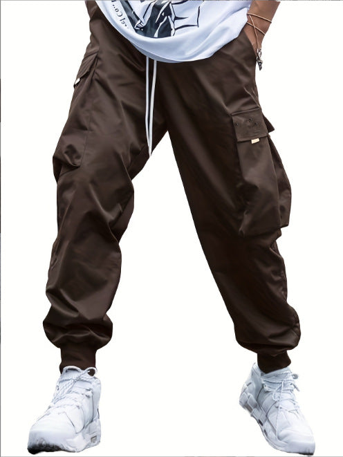 Men's casual utility pants with practical pockets and elastic hem Lisslune