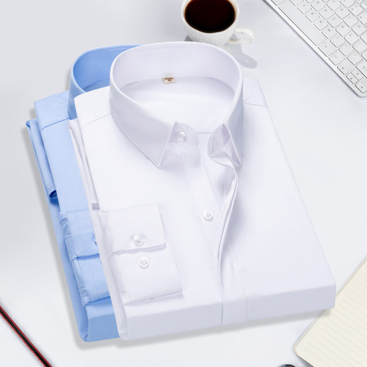 Men's Elegant Long Sleeve Shirt with Textured Fabric and Modern Cut Lisslune