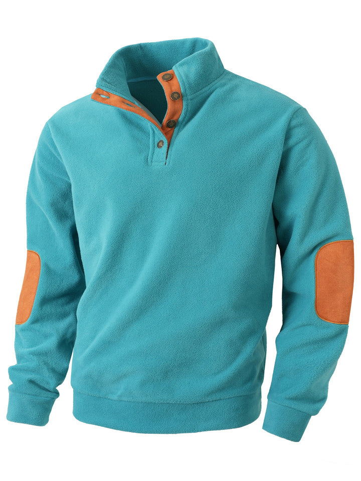 Men's comfortable fleece pullover with collar and contrast trim Lisslune