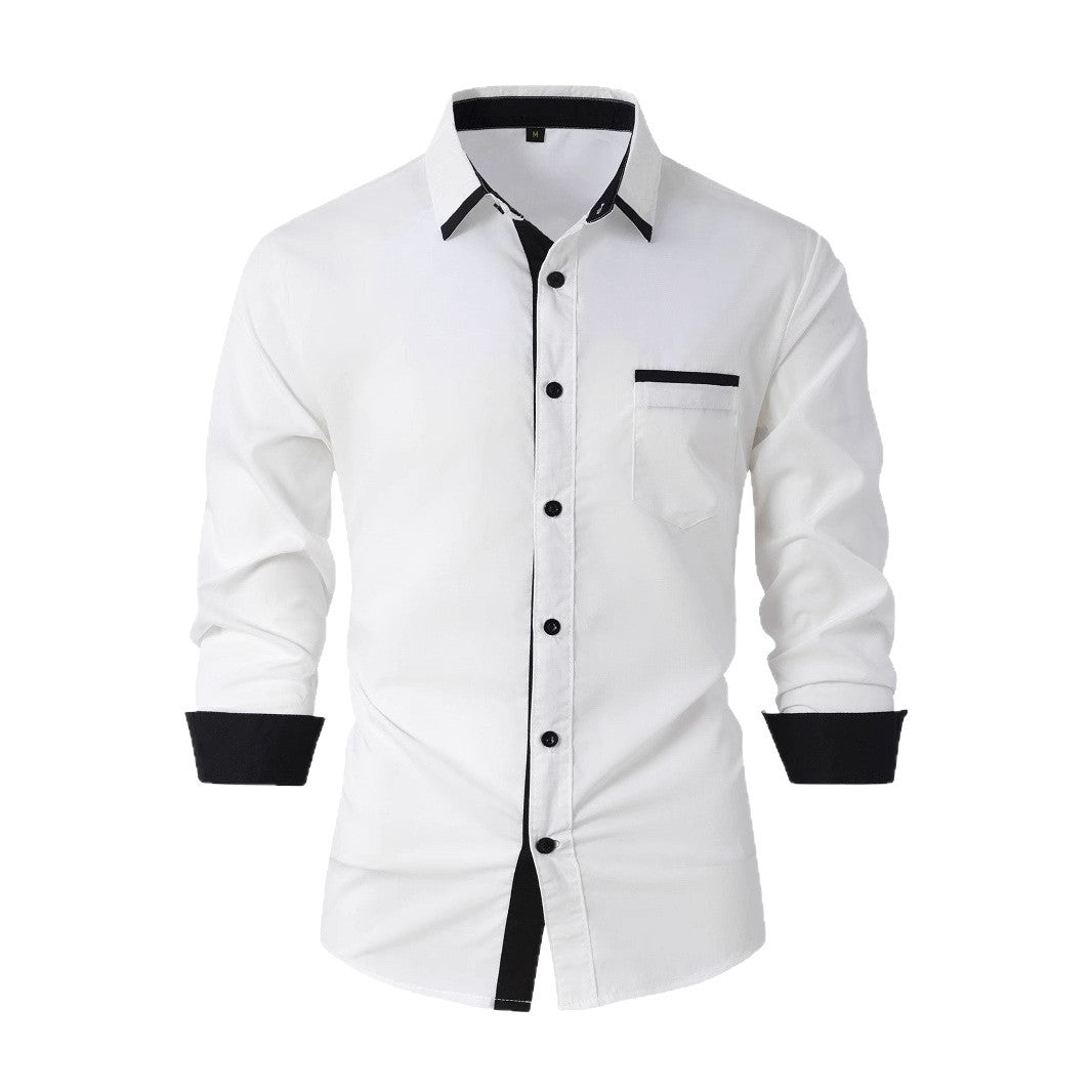 Men's long-sleeve shirt with modern contrasting collar and elegant button placket Lisslune