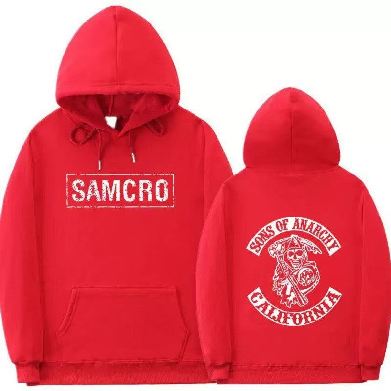 Women's hooded sweatshirt with artistic retro print and kangaroo pocket design Lisslune