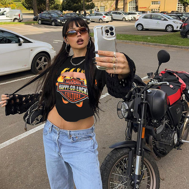 Ladies fashionable crop top with unique design and casual look