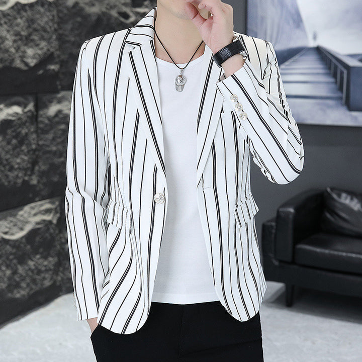 Men's striped blazer jacket with modern cut and elegant details Lisslune