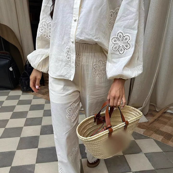 Ladies airy cotton blouse with intricate embroidery design and wide sleeves Lisslune