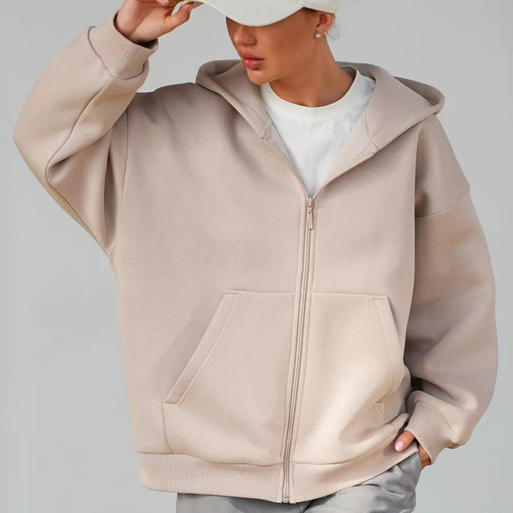 Women's Oversized Hooded Jacket with Zipper and Large Pockets Lisslune