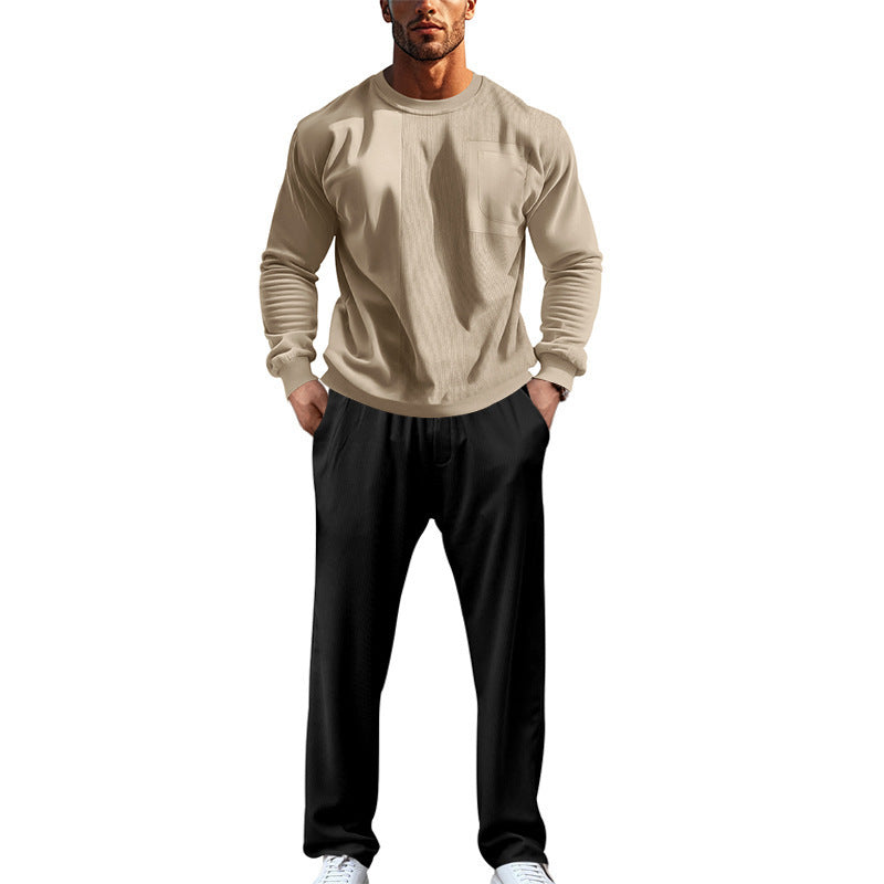 Men's comfortable and stylish casual suit with practical pockets and elastic waistband Lisslune