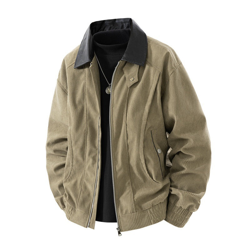 Men's casual cord jacket with high collar Lisslune