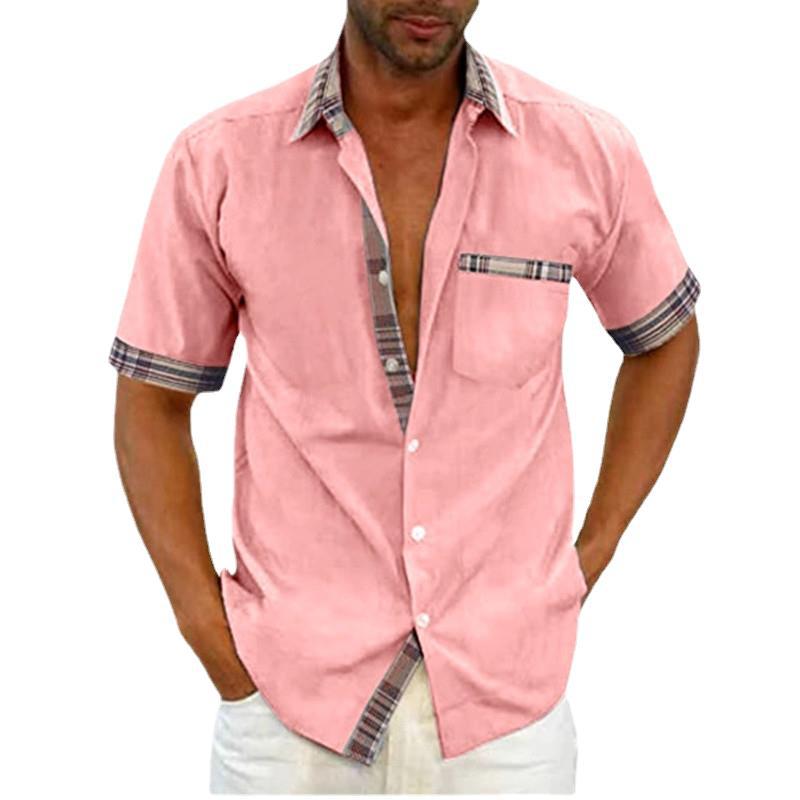 Men's short-sleeve shirt with modern check design and practical patch pocket Lisslune