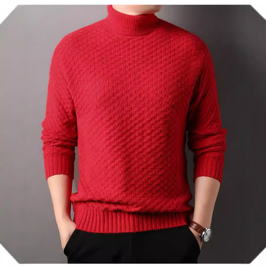 Men's knit sweater with high collar and textured design Lisslune
