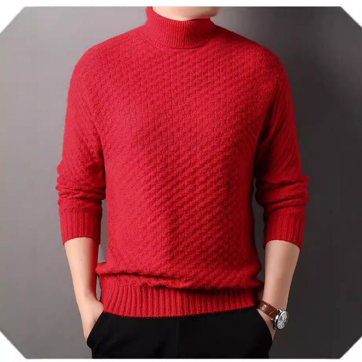Men's knit sweater with high collar and textured design Lisslune