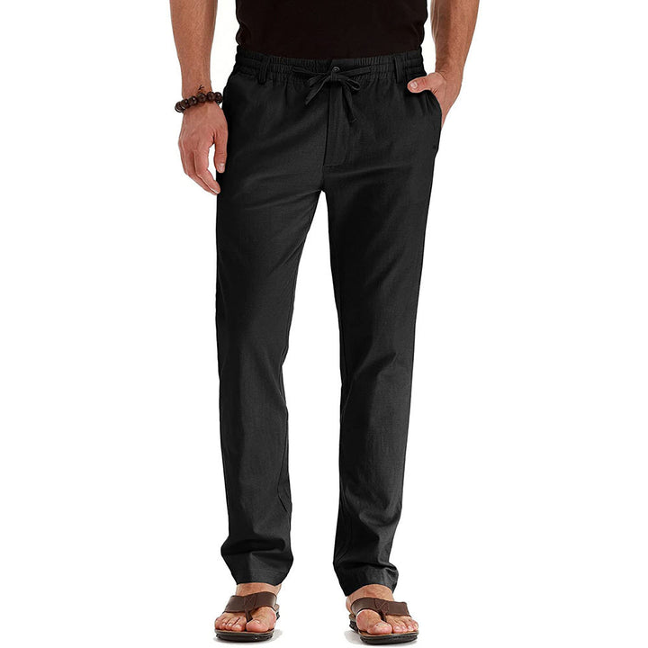 Men's Relaxed Fit Linen Pants with Elastic Waistband and Comfortable Fit Lisslune