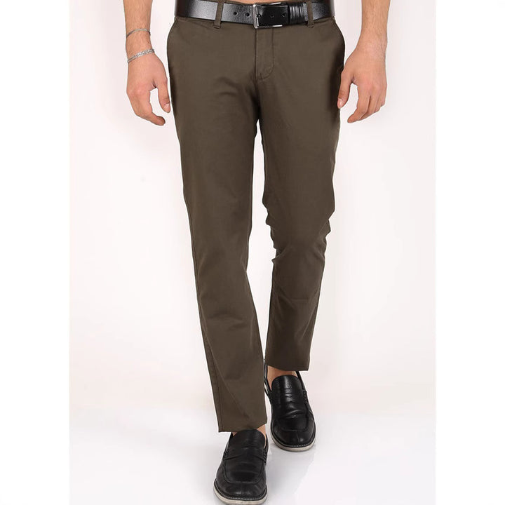 Men's Classic Chino Pants with Slim Fit and Elastic Waistband Lisslune