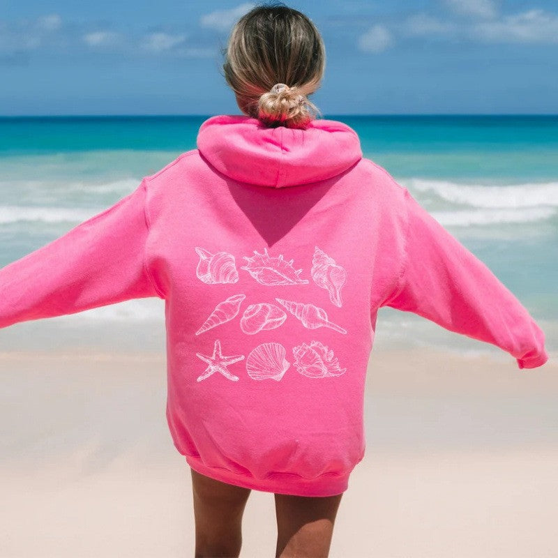 Women Oversized Hoodie with Maritime Shell Design Lisslune