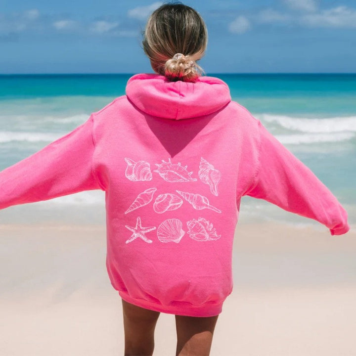 Women Oversized Hoodie with Maritime Shell Design Lisslune