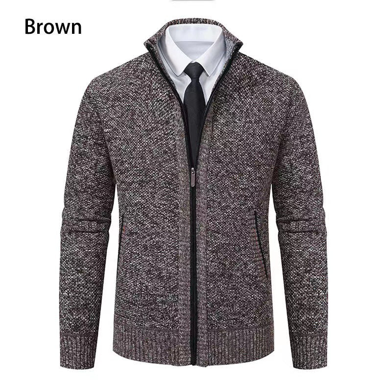Men's fashionable cardigan with high collar and full-length zipper Lisslune