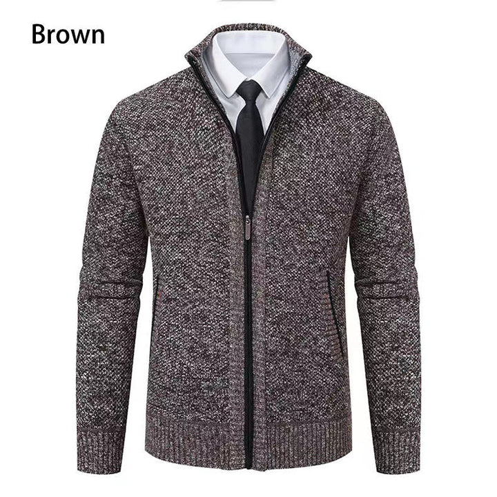Men's fashionable cardigan with high collar and full-length zipper Lisslune