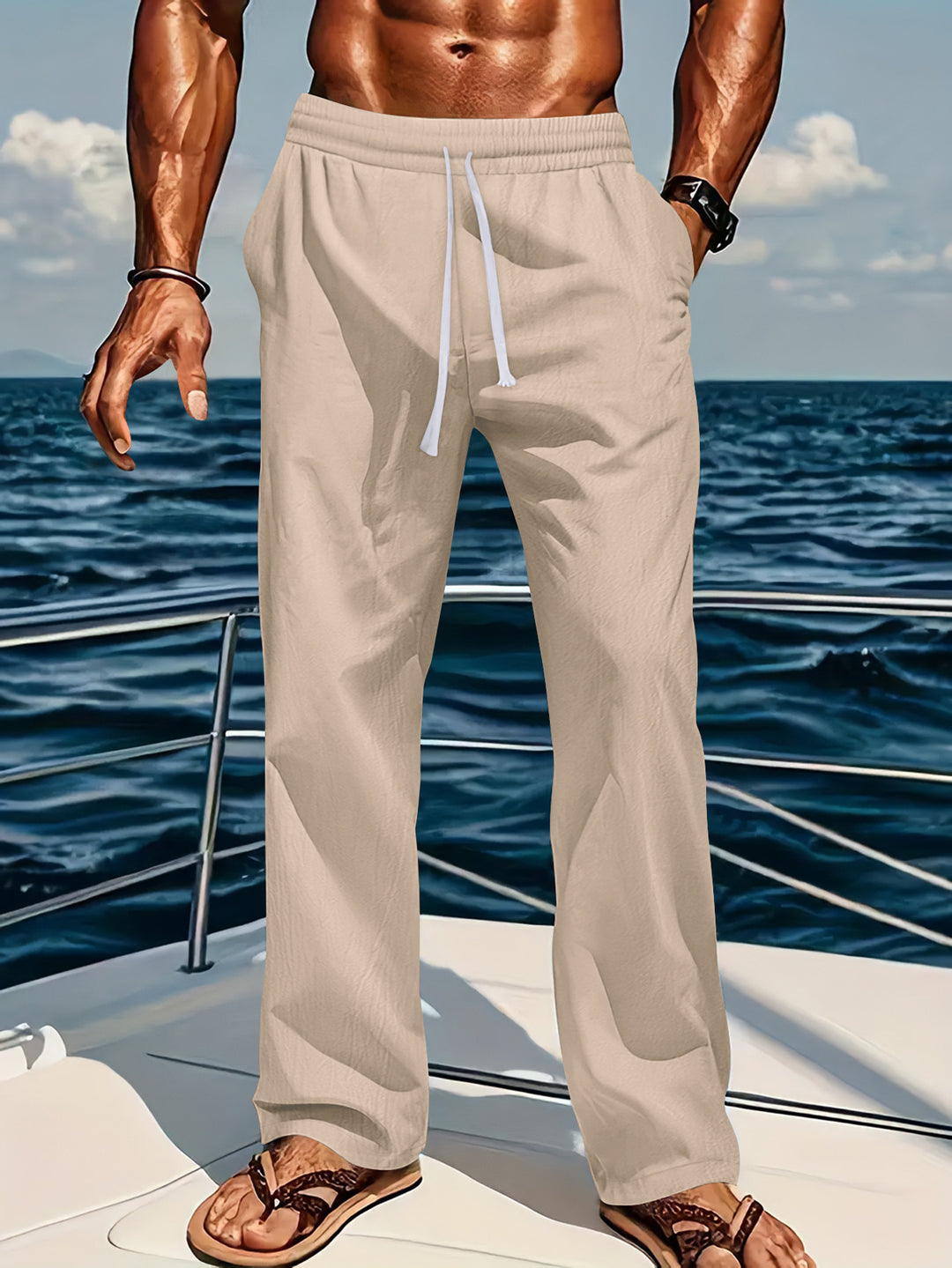 Men's comfortable leisure pants with elastic waist Lisslune