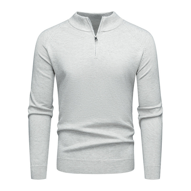 Men's Knit Sweater with Short Zip and Ergonomic Cut Lisslune