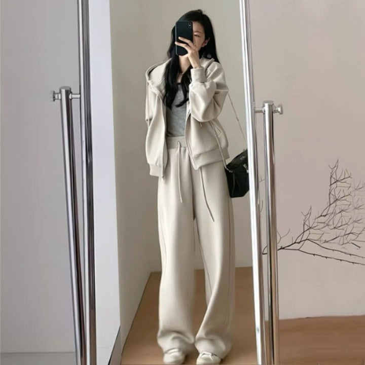 Women's Oversized Leisure Hoodie Set with Deep Cut and Casual Pants Lisslune