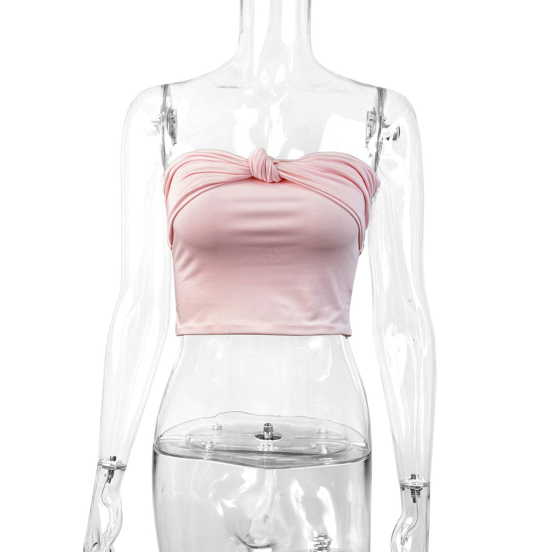 Damen Bandeau Crop-Top mit Knoten-Design Lisslune