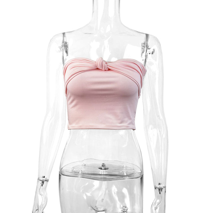 Damen Bandeau Crop-Top mit Knoten-Design Lisslune