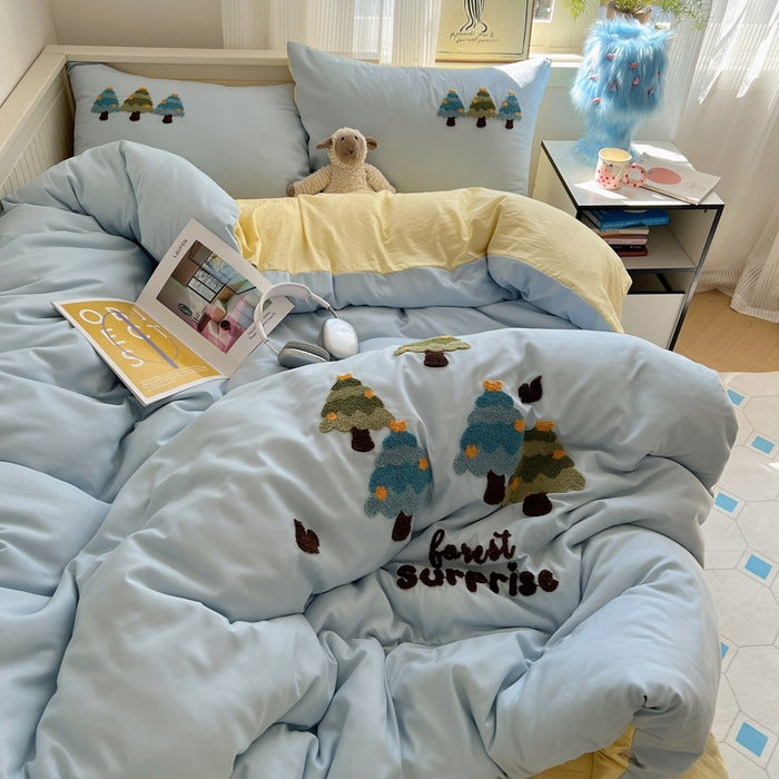 Rynx | New Style Fresh Towel Embroidery Set Skin-friendly Washed Cotton Cute Cartoon Four-piece Set Girl Heart Kit
