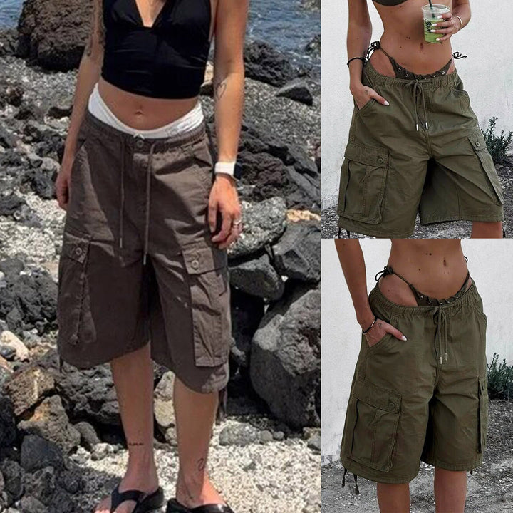 Women's cargo shorts with elastic waistband and practical side pockets Lisslune