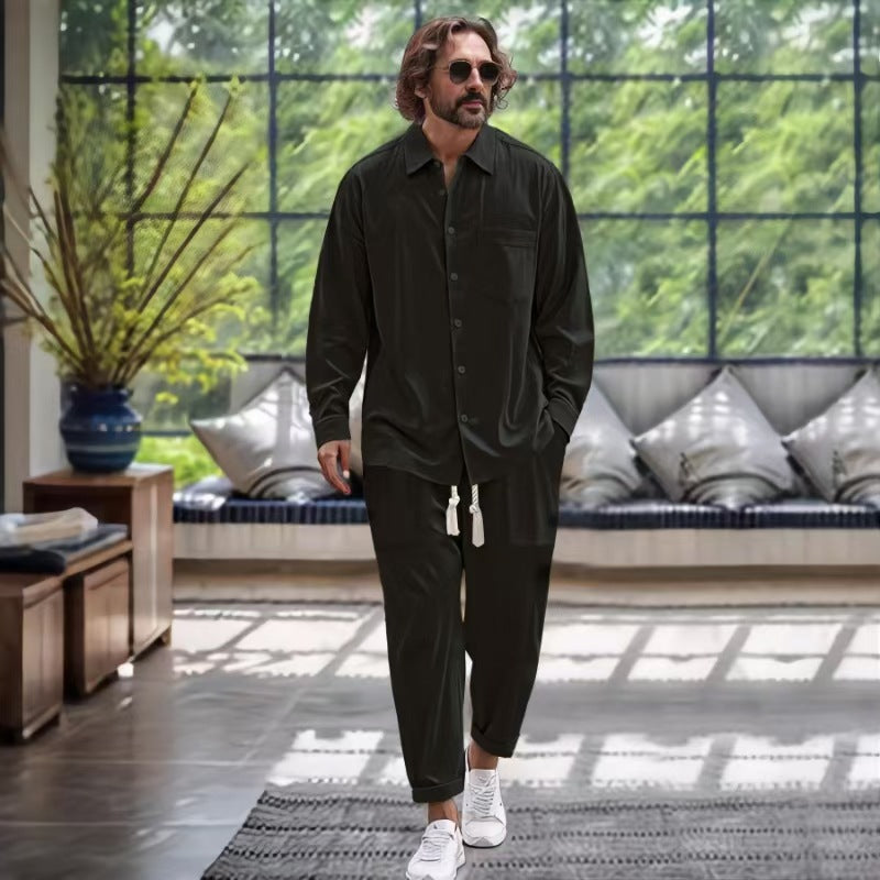 Men's casual leisure set with high-quality satin surface Lisslune
