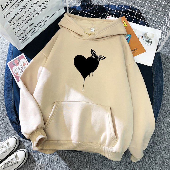Women's Hoodie with Creative Heart Design Lisslune