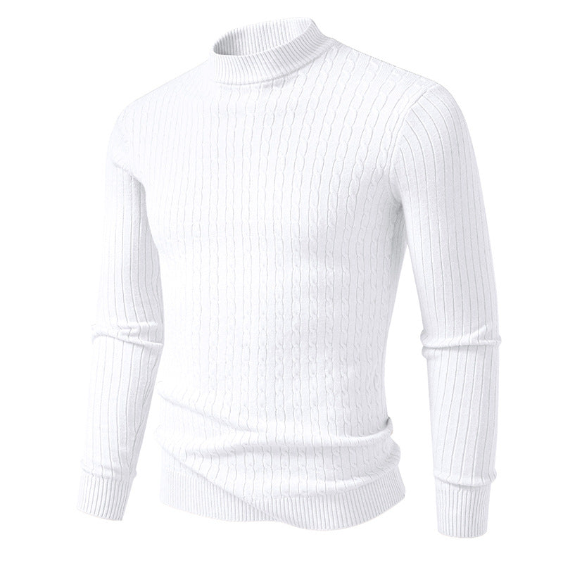 Men's turtleneck sweater with textured cable design Lisslune