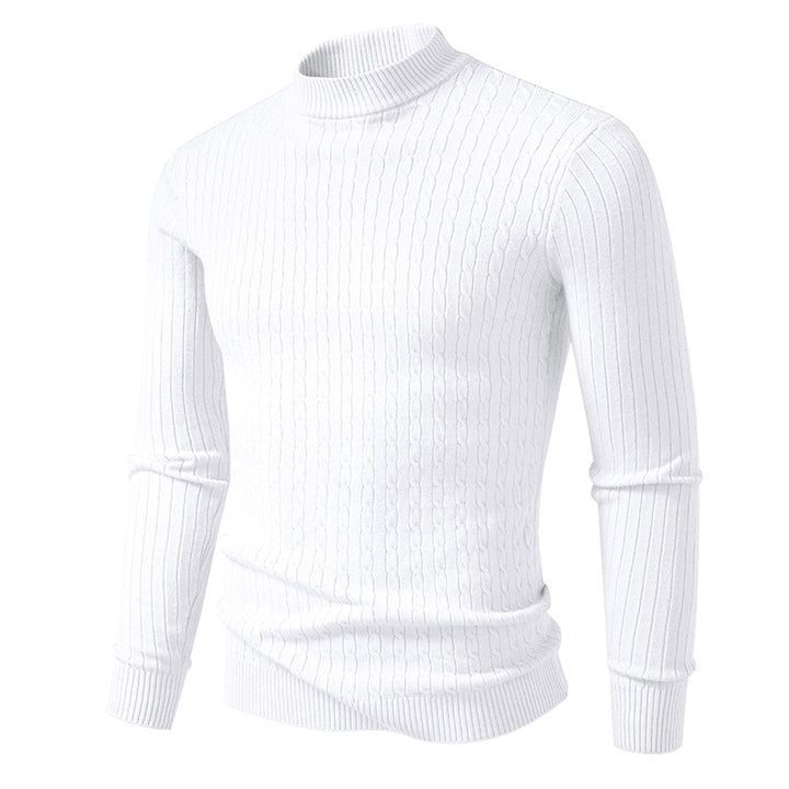 Men's turtleneck sweater with textured cable design Lisslune
