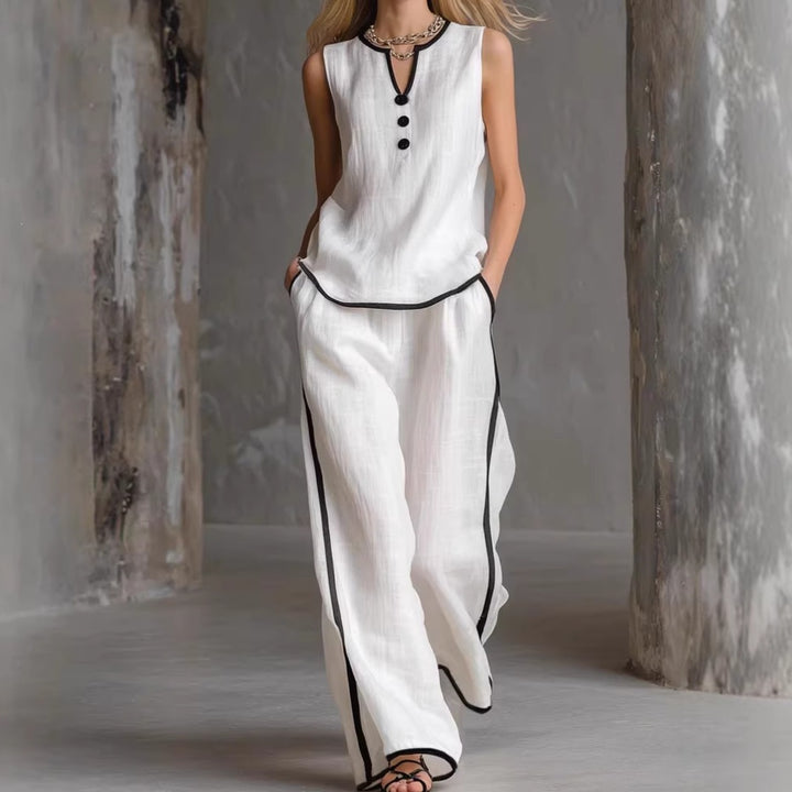 Damen Elegantes Zweiteiler-Set mit schickem Oberteil und weiten Hosen Lisslune