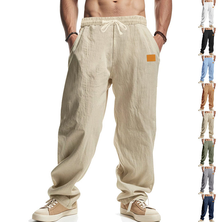 Men's relaxed linen pants with elastic waistband and practical side pockets Lisslune
