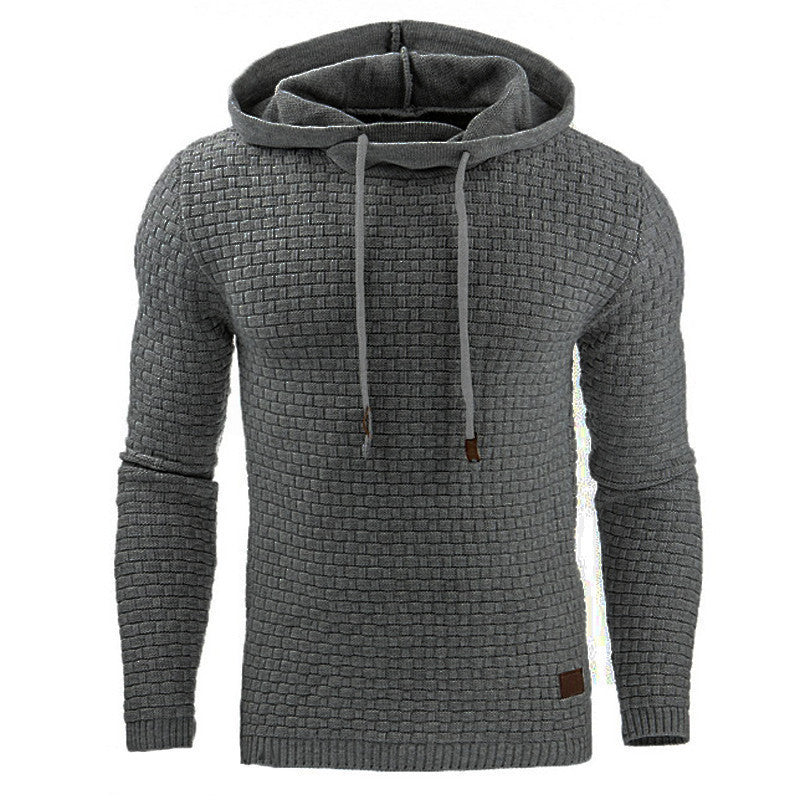 Men's knitted sweater with textured surface and integrated hood Lisslune