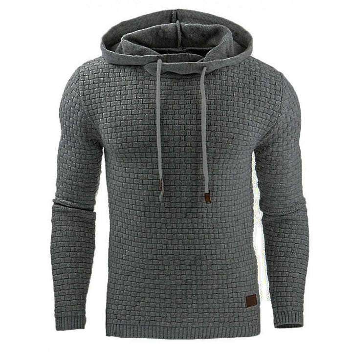 Men's knitted sweater with textured surface and integrated hood Lisslune