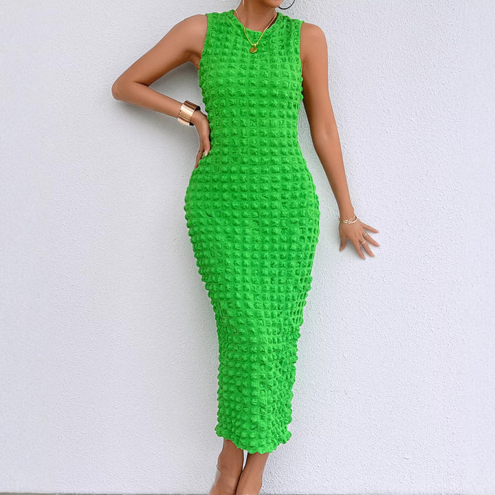 Women's midi dress with textured outer material and figure-hugging cut Lisslune